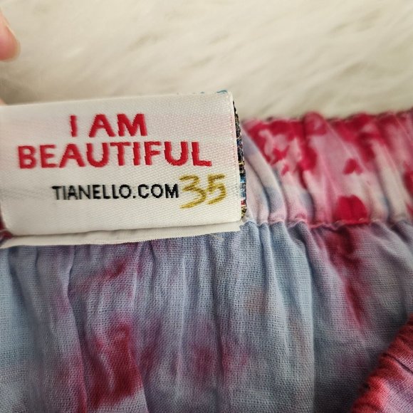 Paisley tiered pink blue dye Maxi Skirt mixed print patchwork - Picture 6 of 13